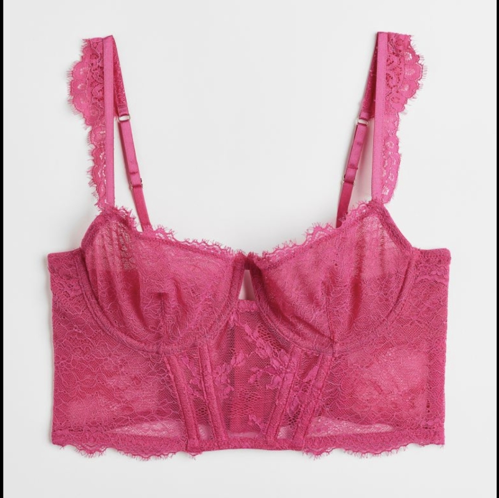 Hot pink lacey corset - Picture 1 of 4